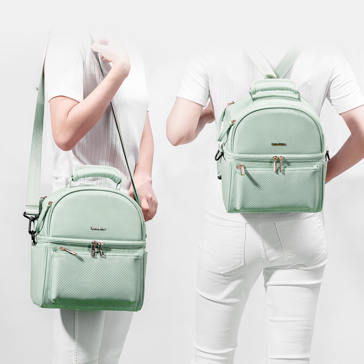 Sunveno Green Insulated Lunch Bag with Thermos Box Unisex, 13+ Years