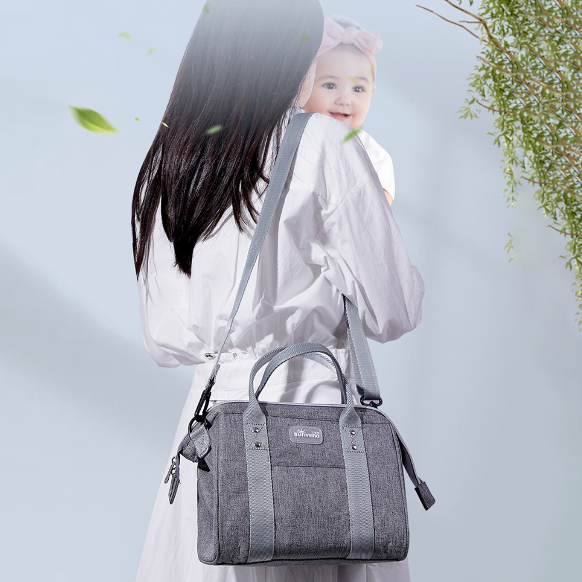 Sunveno Grey Mini Grab and Go Diaper Bag Toddler