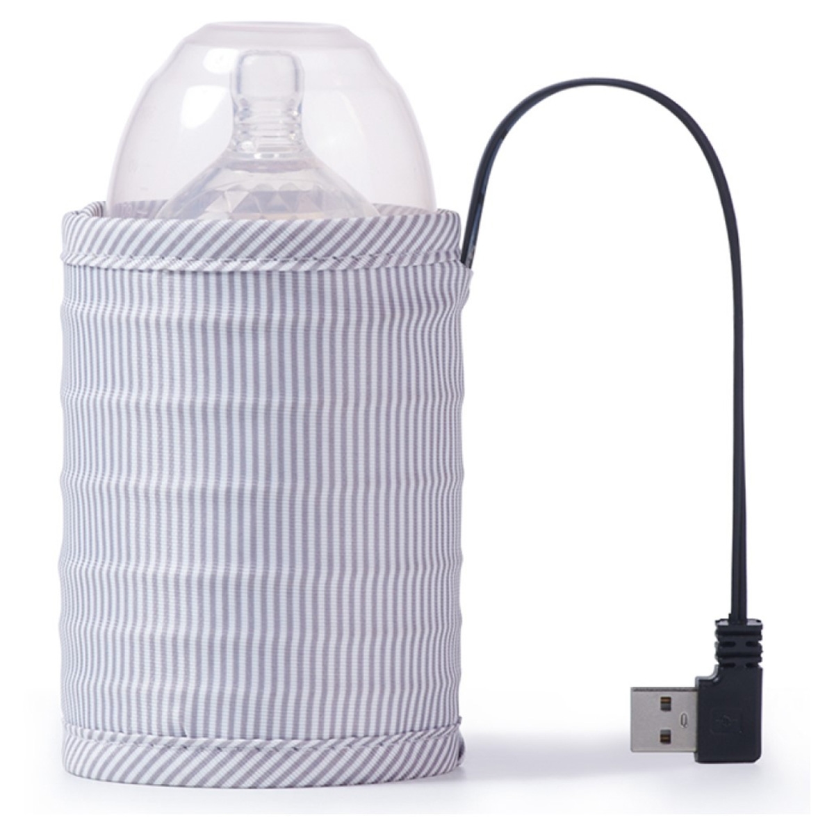 صنفينو زجاجة تدفئة حليب USB للسفر باللون الرمادي للأطفال من عمر 0 إلى 2 سنة