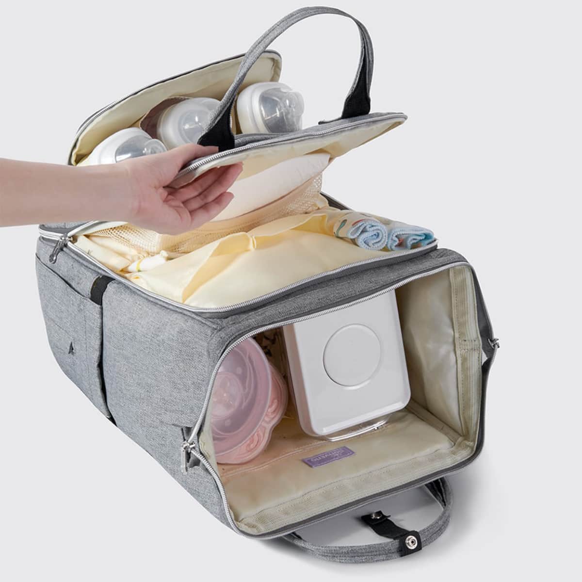 Sunveno Grey Xl Stylish Diaper Travel Backpack with Stroller Straps & Changing Pad Unisex