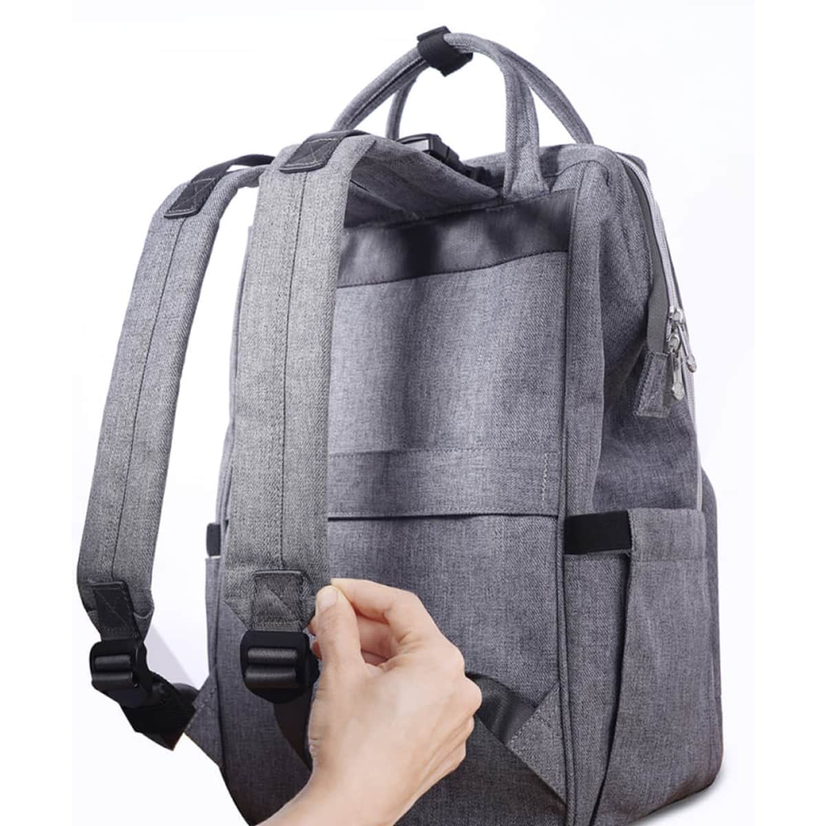 Sunveno Grey Xl Stylish Diaper Travel Backpack with Stroller Straps & Changing Pad Unisex