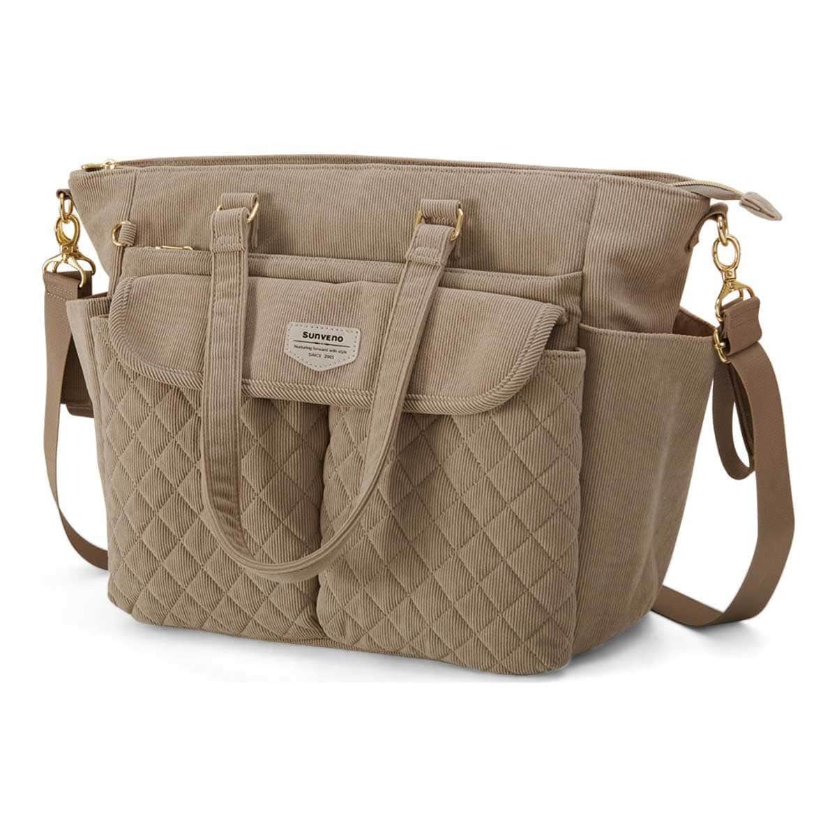 Sunveno Khaki Diaper Bag with Changing Mat & Stroller Straps