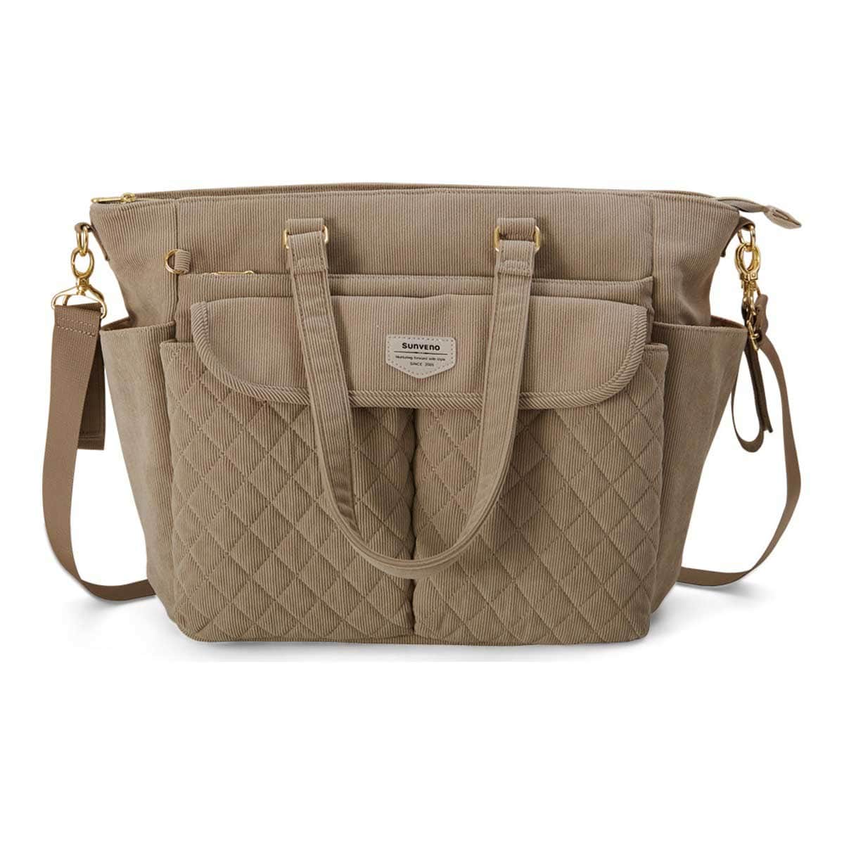 Sunveno Khaki Diaper Bag with Changing Mat & Stroller Straps
