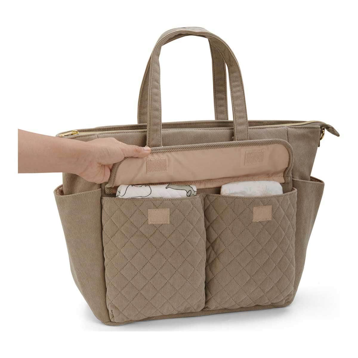 Sunveno Khaki Diaper Bag with Changing Mat & Stroller Straps