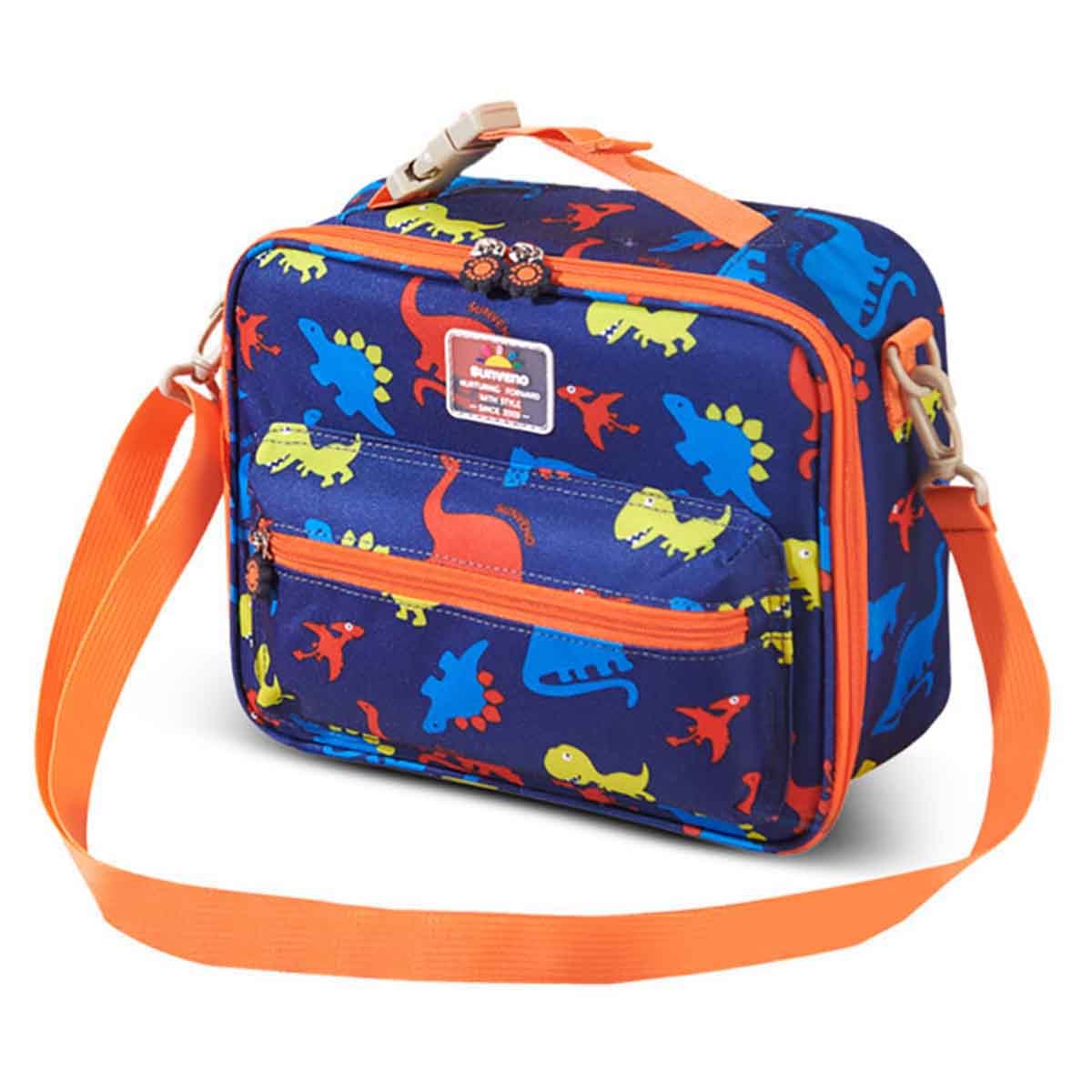 Sunveno Dino Blue Lunch Bag with Shoulder Strap