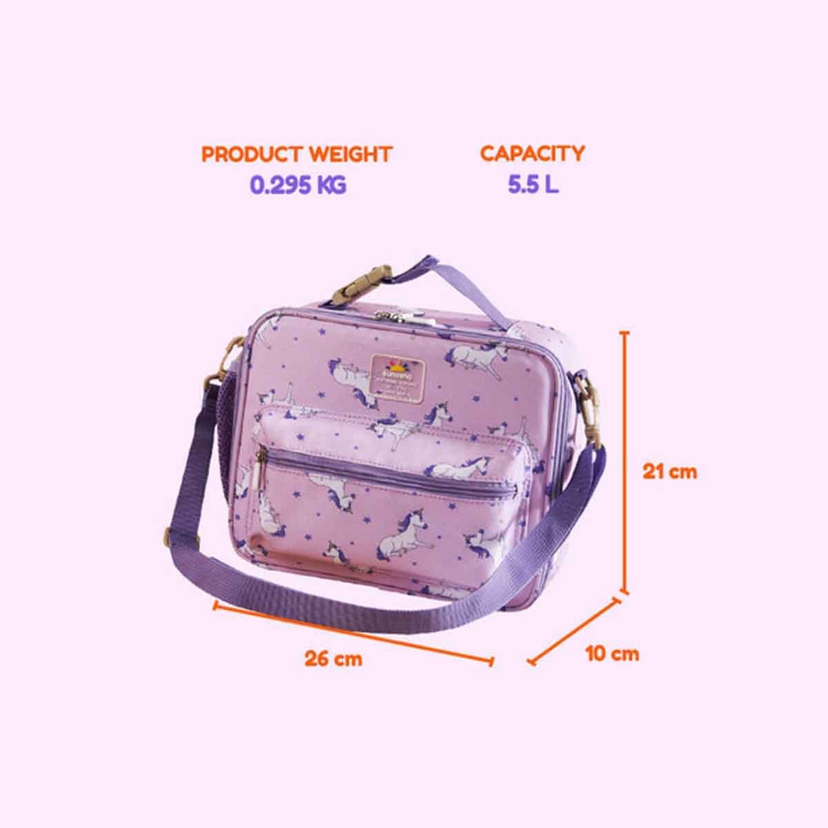 Sunveno Unicorn Purple Lunch Bag with Shoulder Strap
