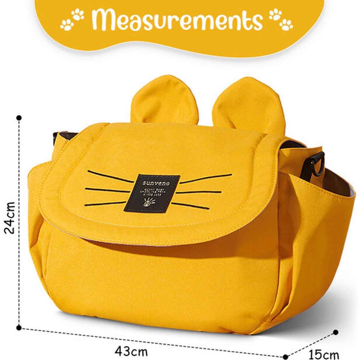 Sunveno Yellow Meow Stroller Diaper Bag