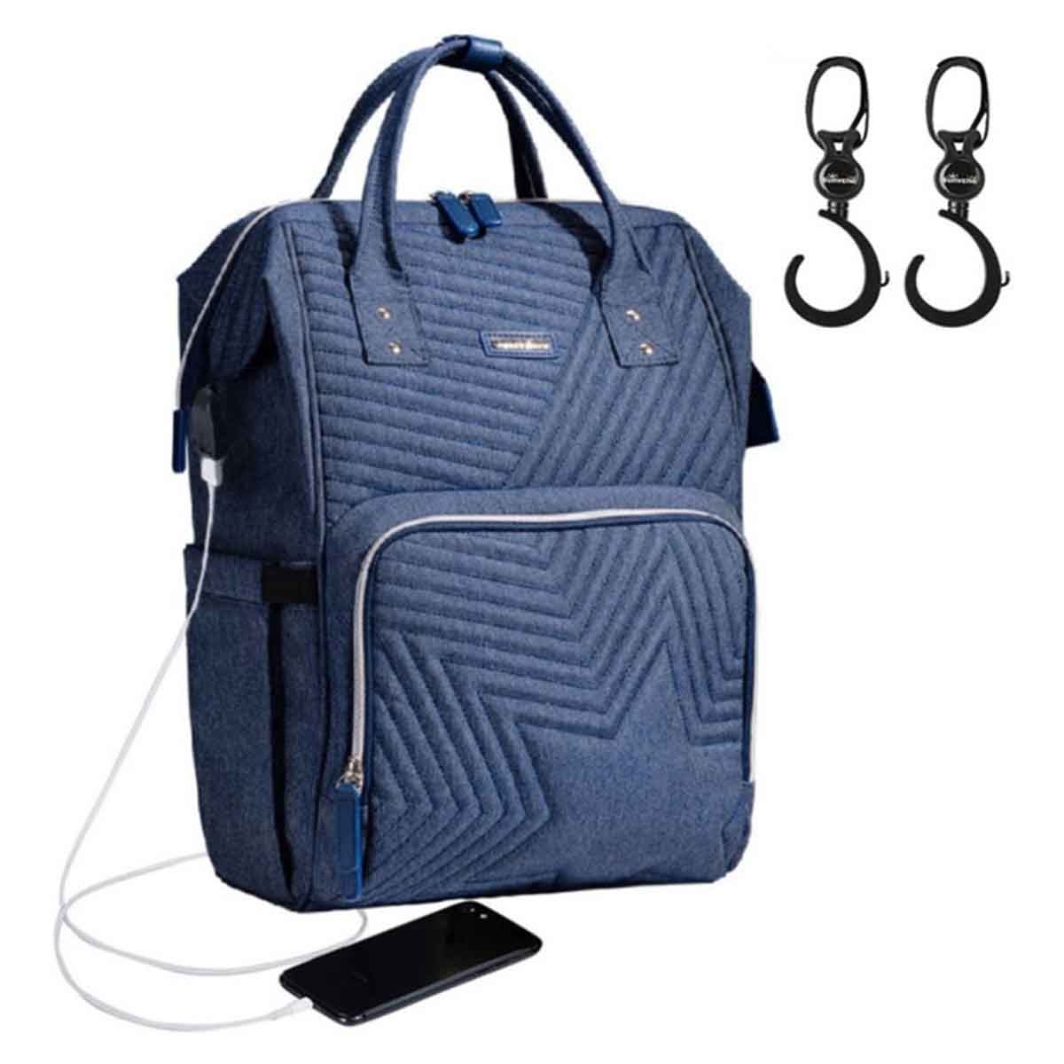 Sunveno Nova Blue Diaper Bag with Stroller Hooks
