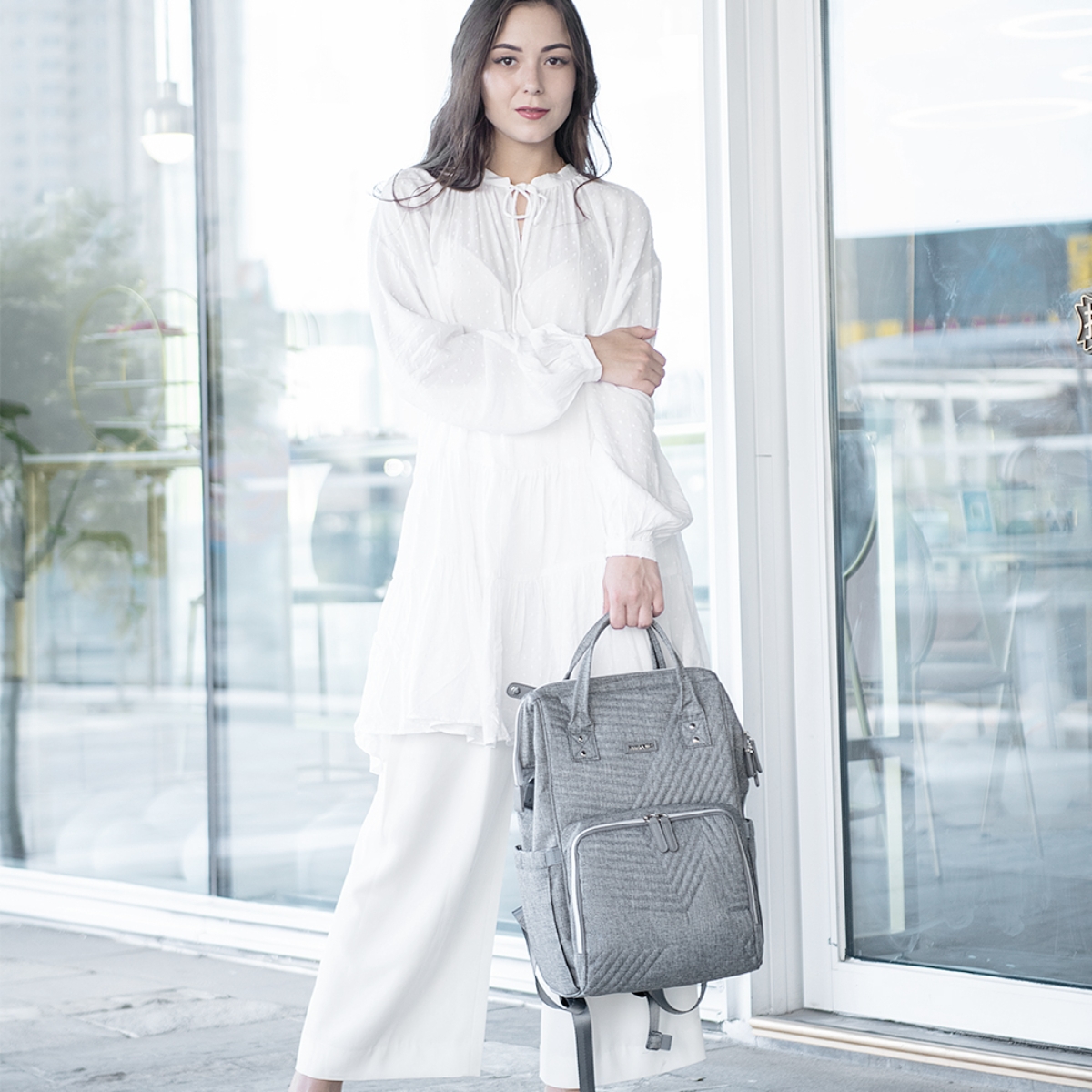 صنفينو حقيبة حفاضات نوفا باللون الرمادي للأطفال