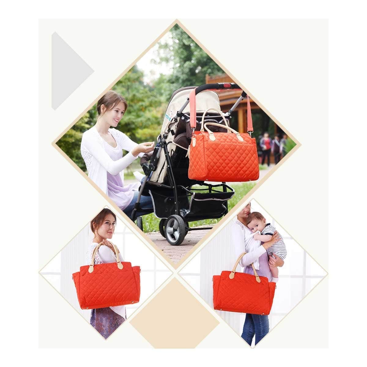 Sunveno Orange Styler Fashion Diaper Bag