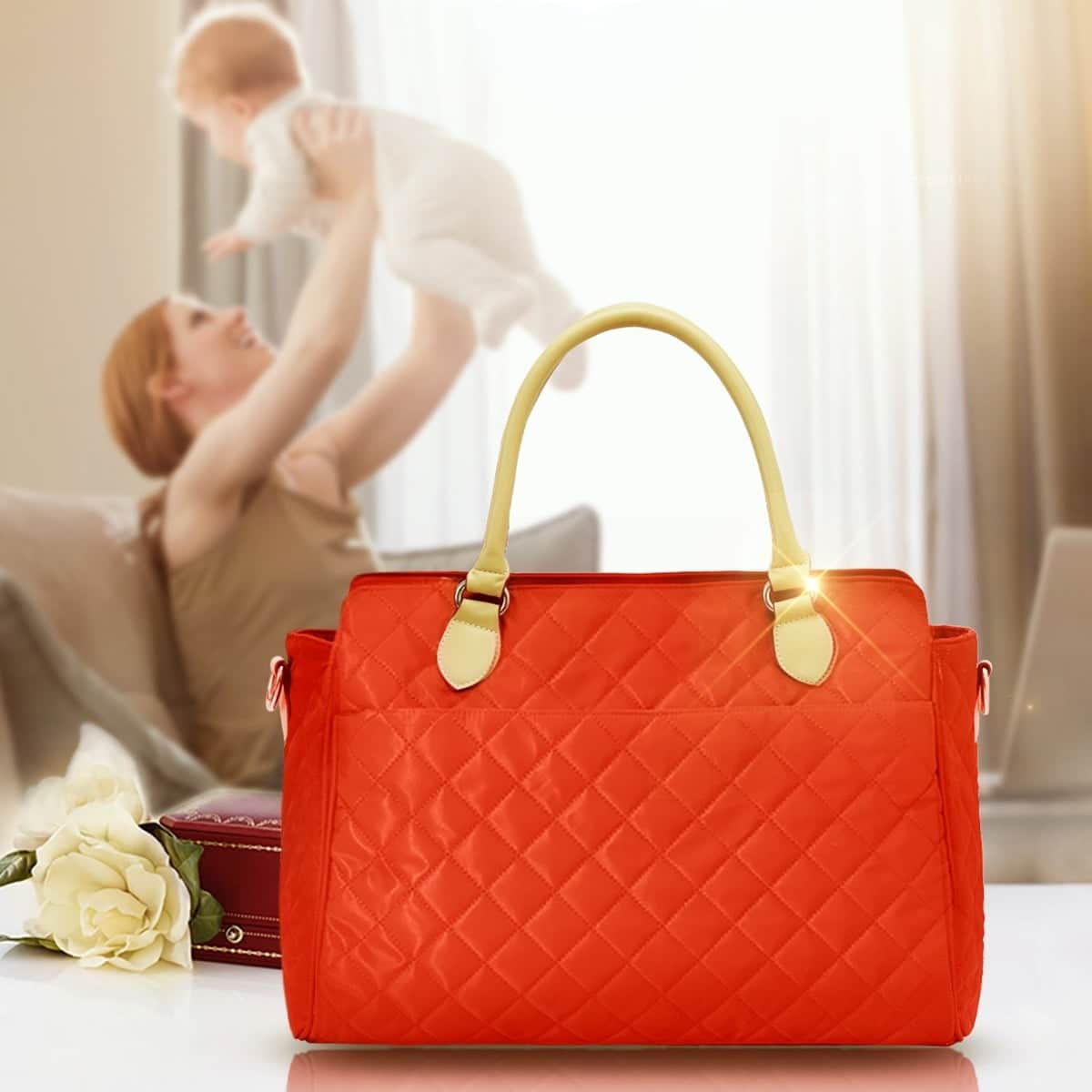 Sunveno Orange Styler Fashion Diaper Bag