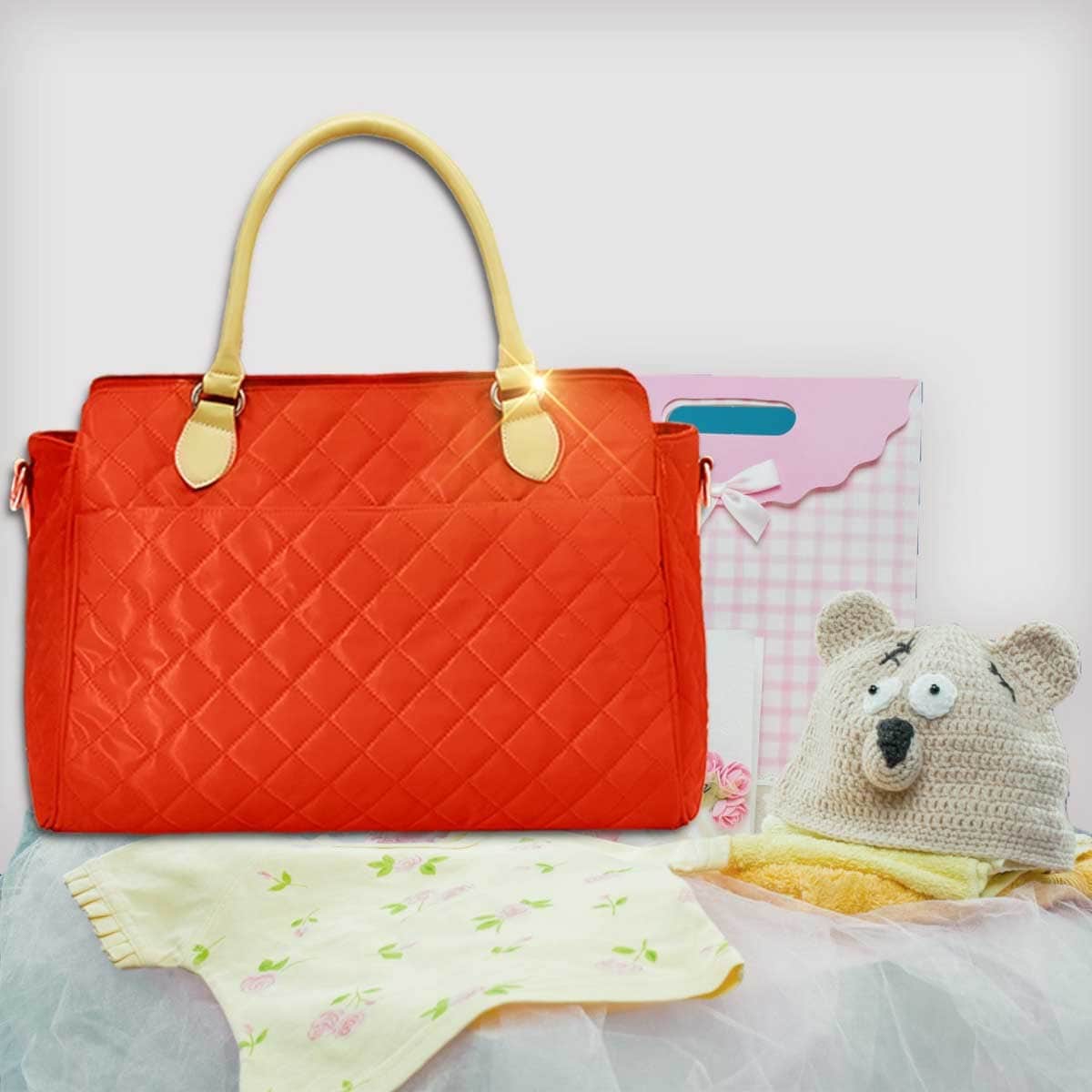 Sunveno Orange Styler Fashion Diaper Bag
