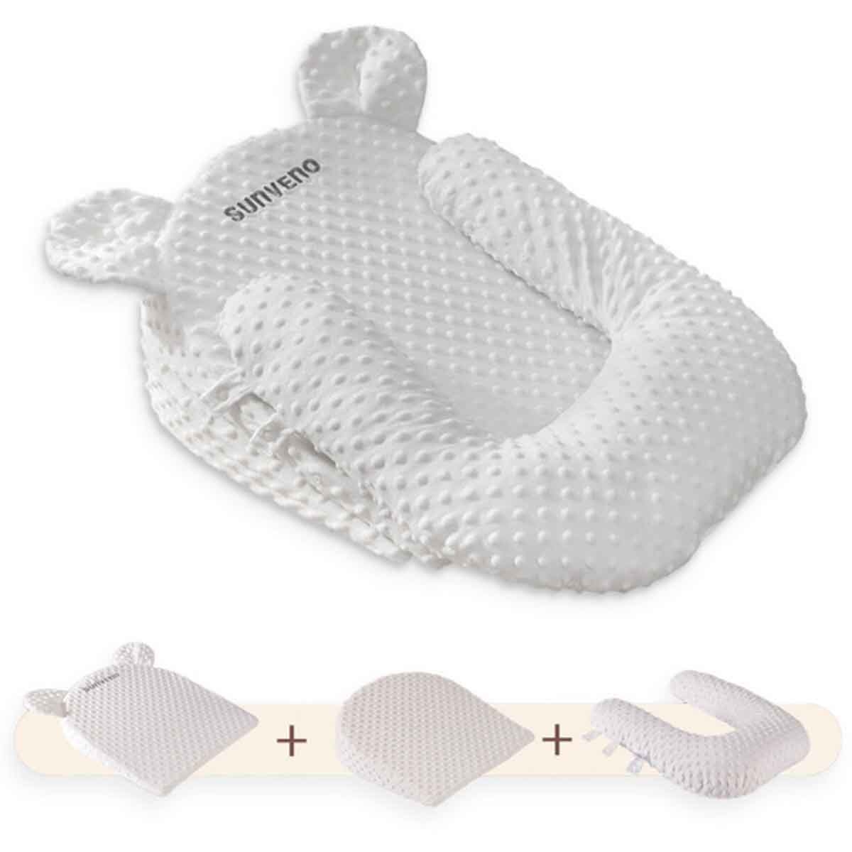 صنفينو وسادة حليب للأطفال مضادة للانسكاب على شكل U مع قاعدتين مائلتين 10° و15°