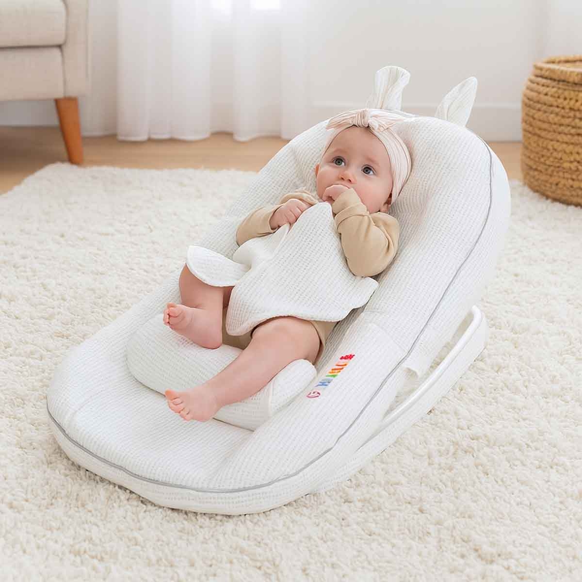 Sunveno White Portable Baby Anti-Spill Milk U-Shape Pillow with Slope Pad & Hip Pillow
