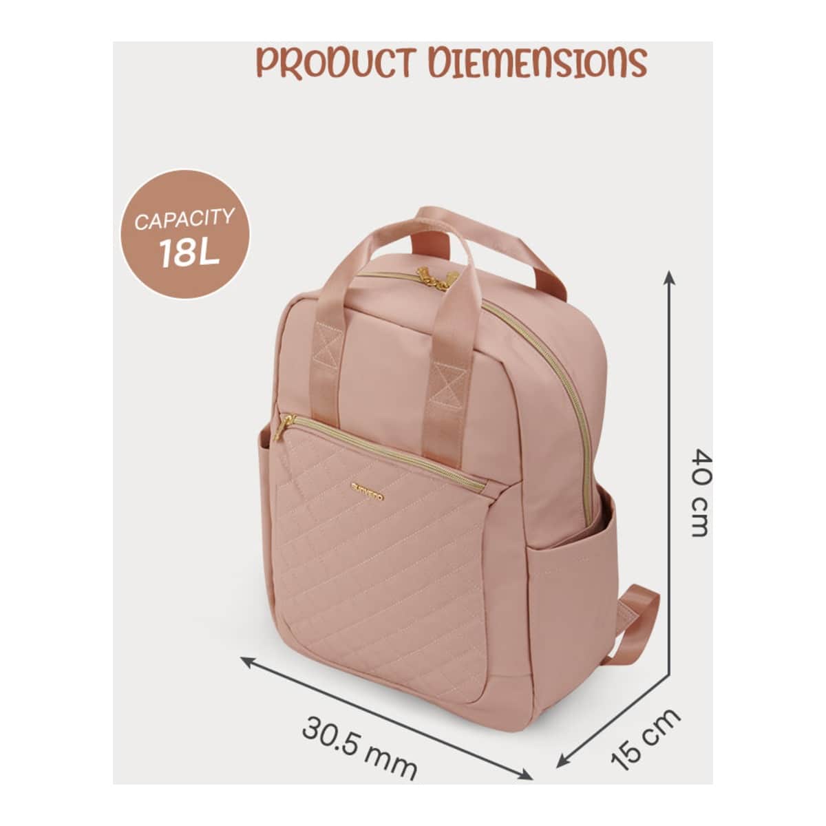 Sunveno Rose Gold Jewel Diaper Backpack with Stroller Straps