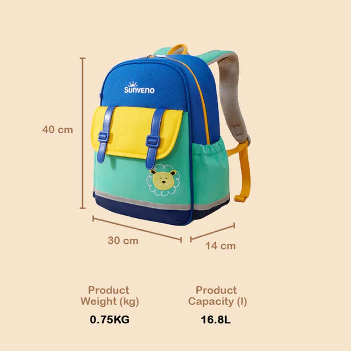 Sunveno 16" Green School Backpack