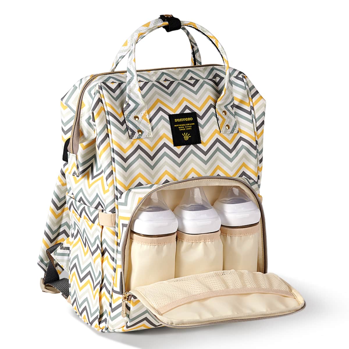 Sunveno Yellow Wave Diaper Bag Toddler