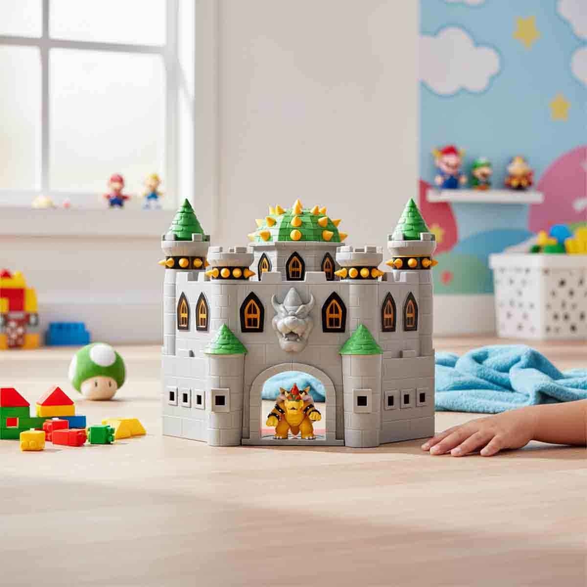 Super Mario Bowser's Castle with 2.5" Exclusive Articulated Bowser Action Figure Playset Unisex, 3-4 Years