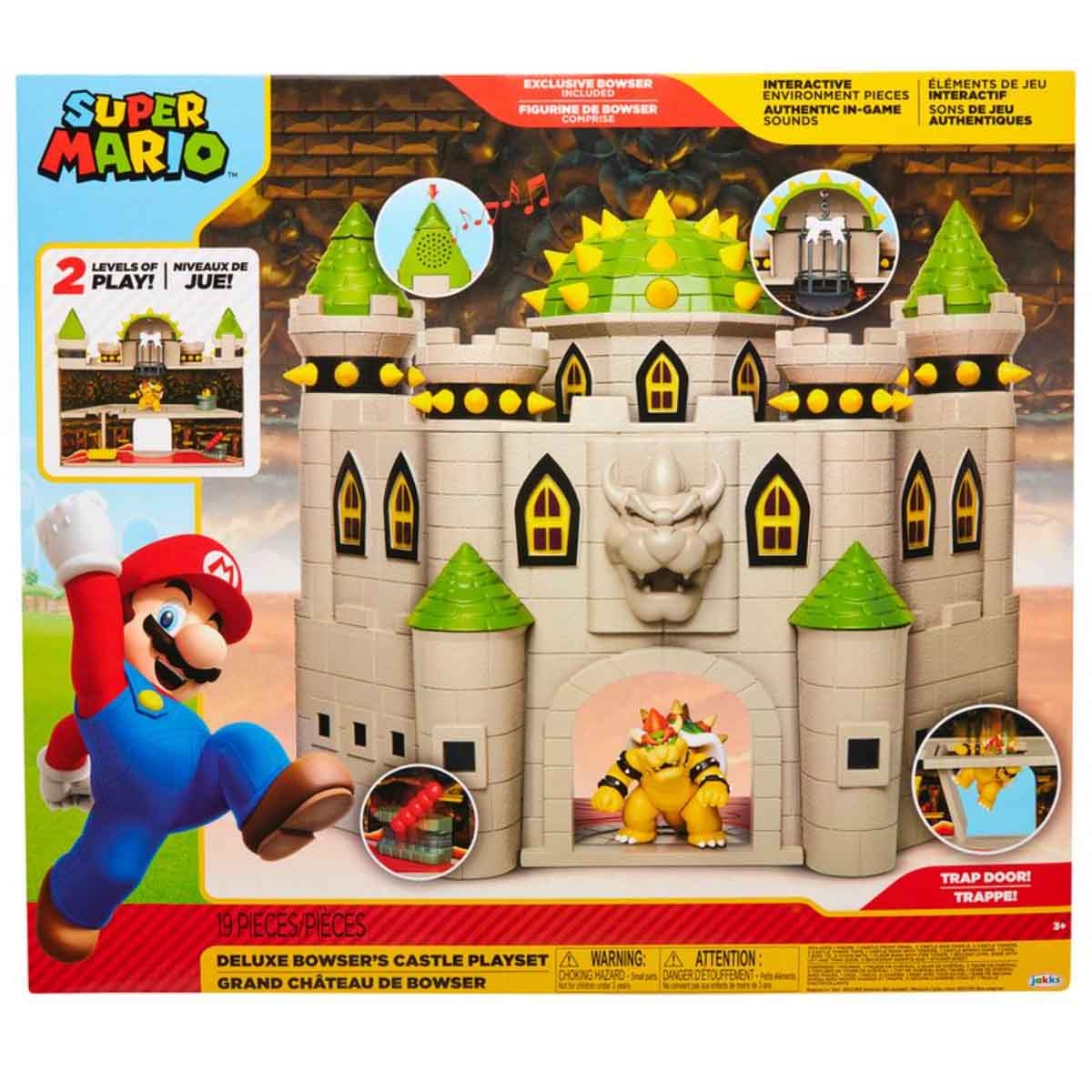 Super Mario Bowser's Castle with 2.5" Exclusive Articulated Bowser Action Figure Playset Unisex, 3-4 Years