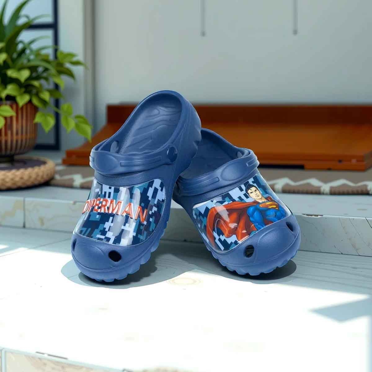 Superman EU Dark Blue Lightweight & Comfortable Slip-On Sandals Kids Klogs Boys