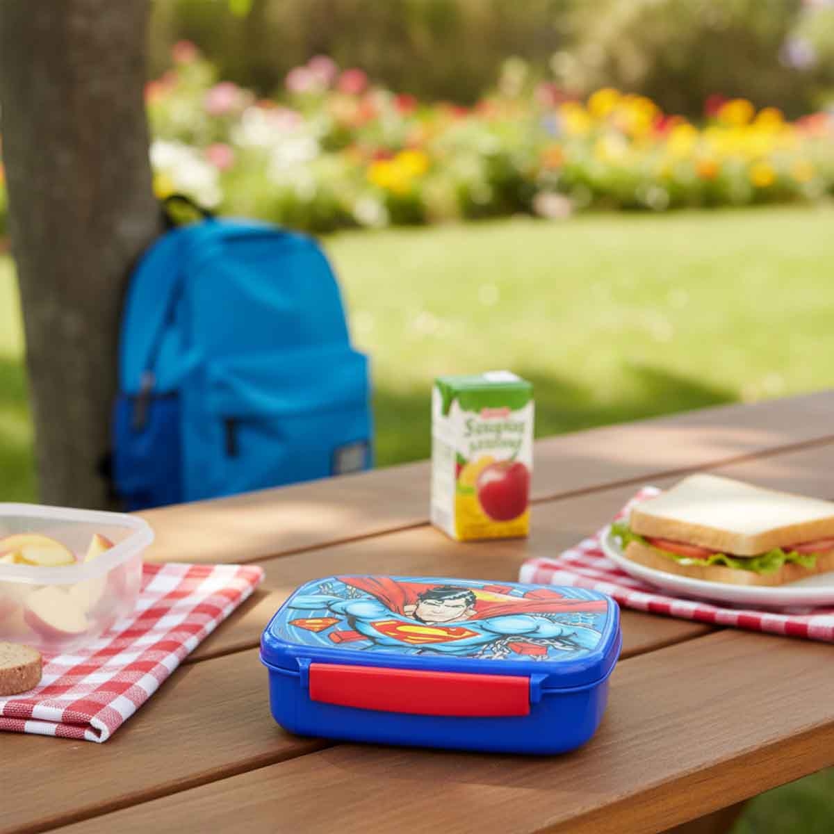 سوبرمان صندوق غداء متين ومضاد للتسرب مع صينية داخلية