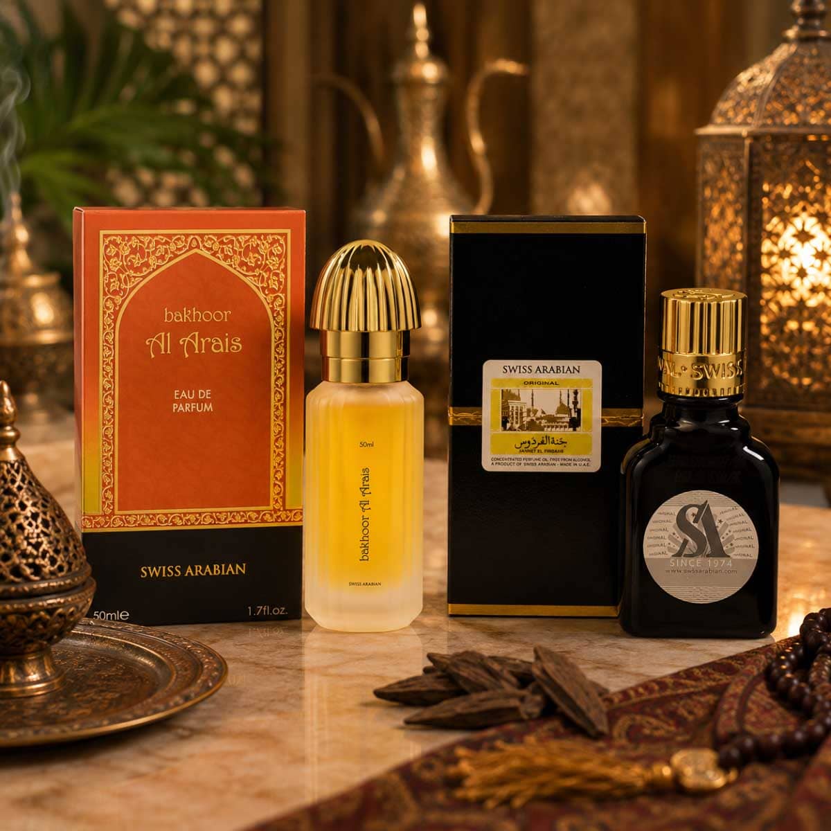 Swiss Arabian Al Arais Eau De Parfum & Jannet El Firdaus Perfume Oil Bundle