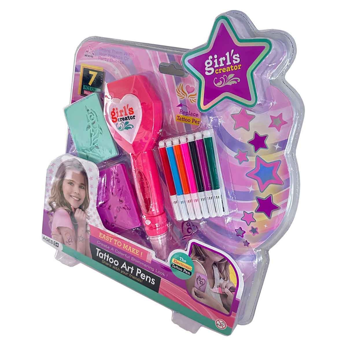 مي بو كاي مجموعة أقلام فنون التاتو، للبنات، من عمر 5 إلى 7 سنوات