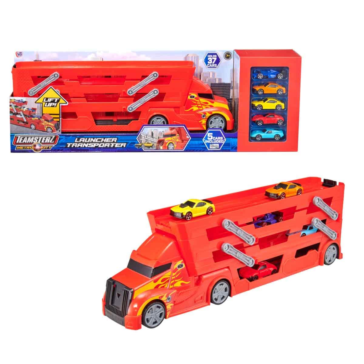 Teamsterz Metro City Launcher Transporter & 5 Cars Playset Unisex, 3-4 Years