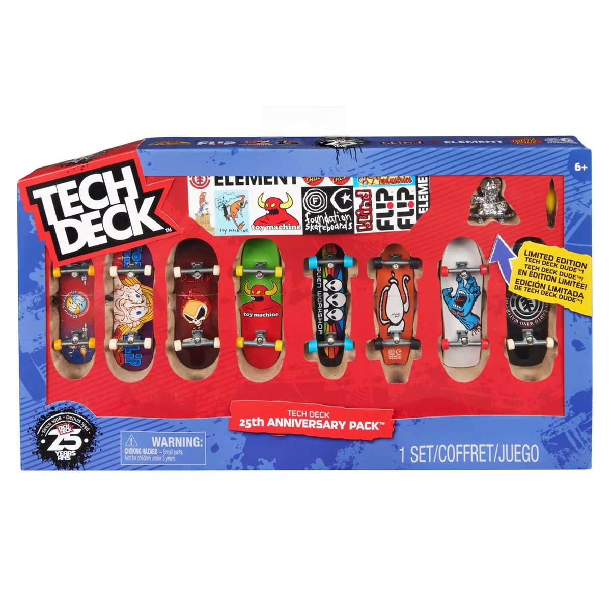 Tech Deck 25th Anniversary Fingerboard Set Unisex, 5-7 Years, Pack of 8
