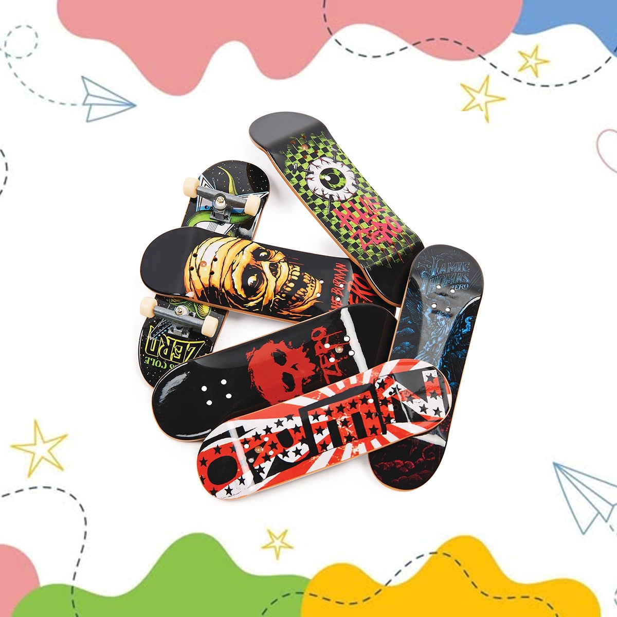 Tech Deck Sk8shop Bonus Assorted Fingerboard Set Unisex, 5-7 Years, Pack of 6