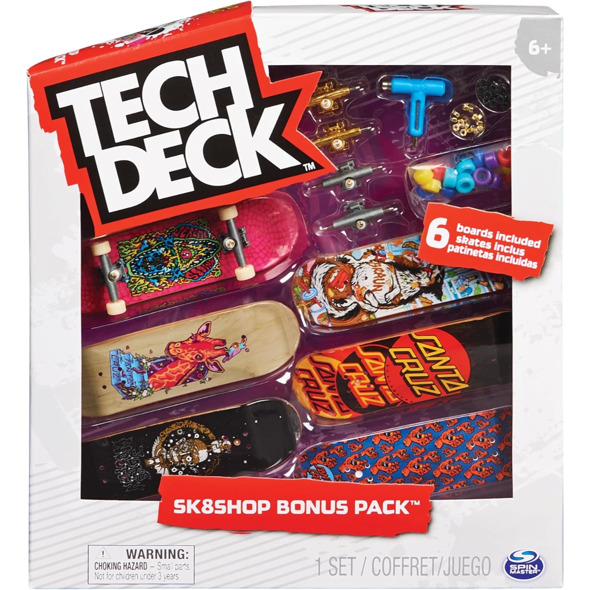 Tech Deck Sk8shop Bonus Assorted Fingerboard Set Unisex, 5-7 Years, Pack of 6
