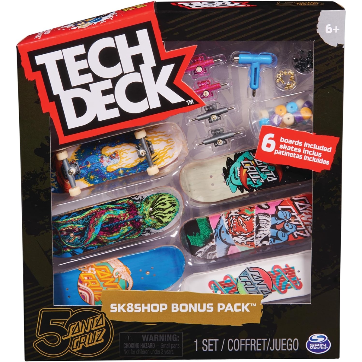 Tech Deck Sk8shop Bonus Assorted Fingerboard Set Unisex, 5-7 Years, Pack of 6