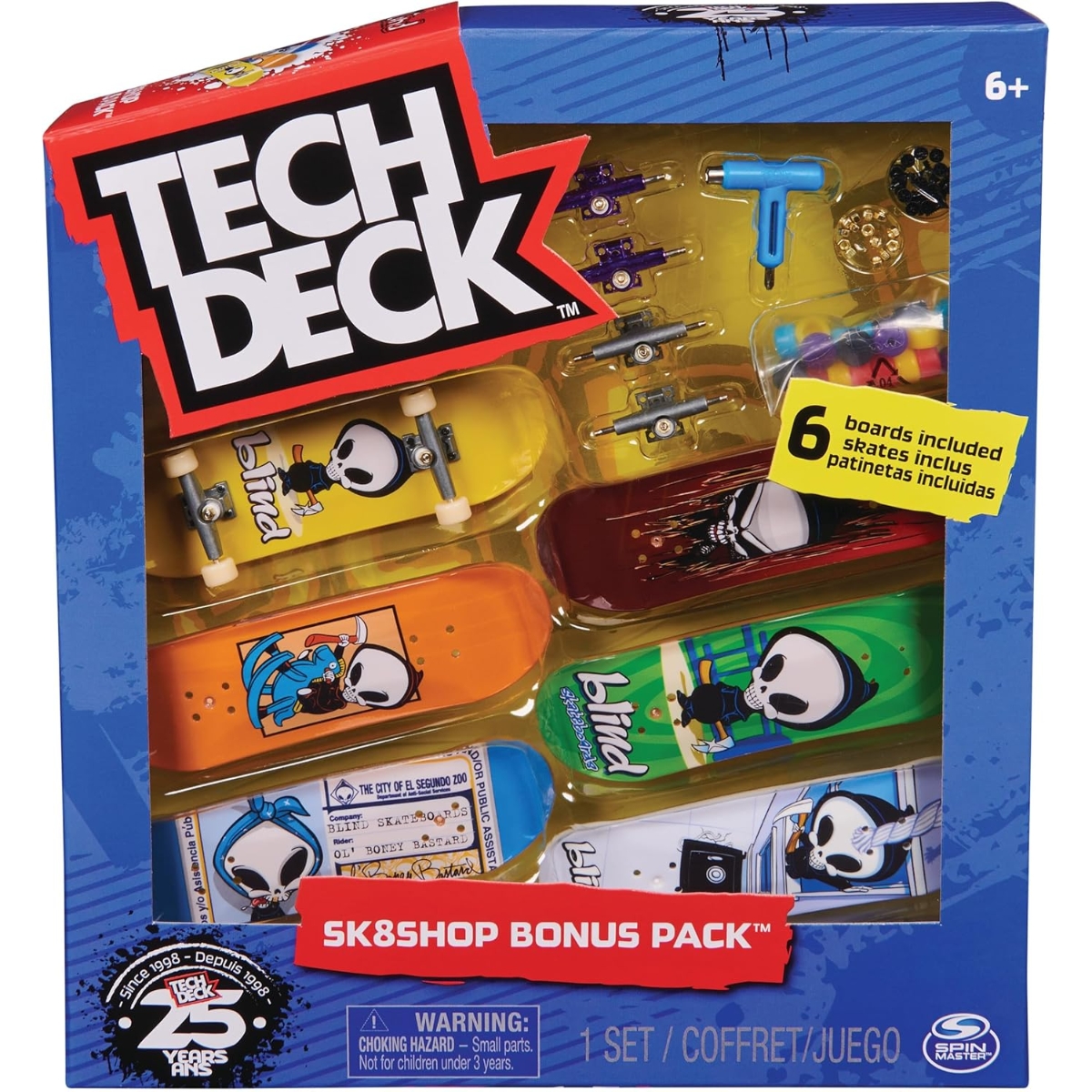 Tech Deck Sk8shop Bonus Assorted Fingerboard Set Unisex, 5-7 Years, Pack of 6