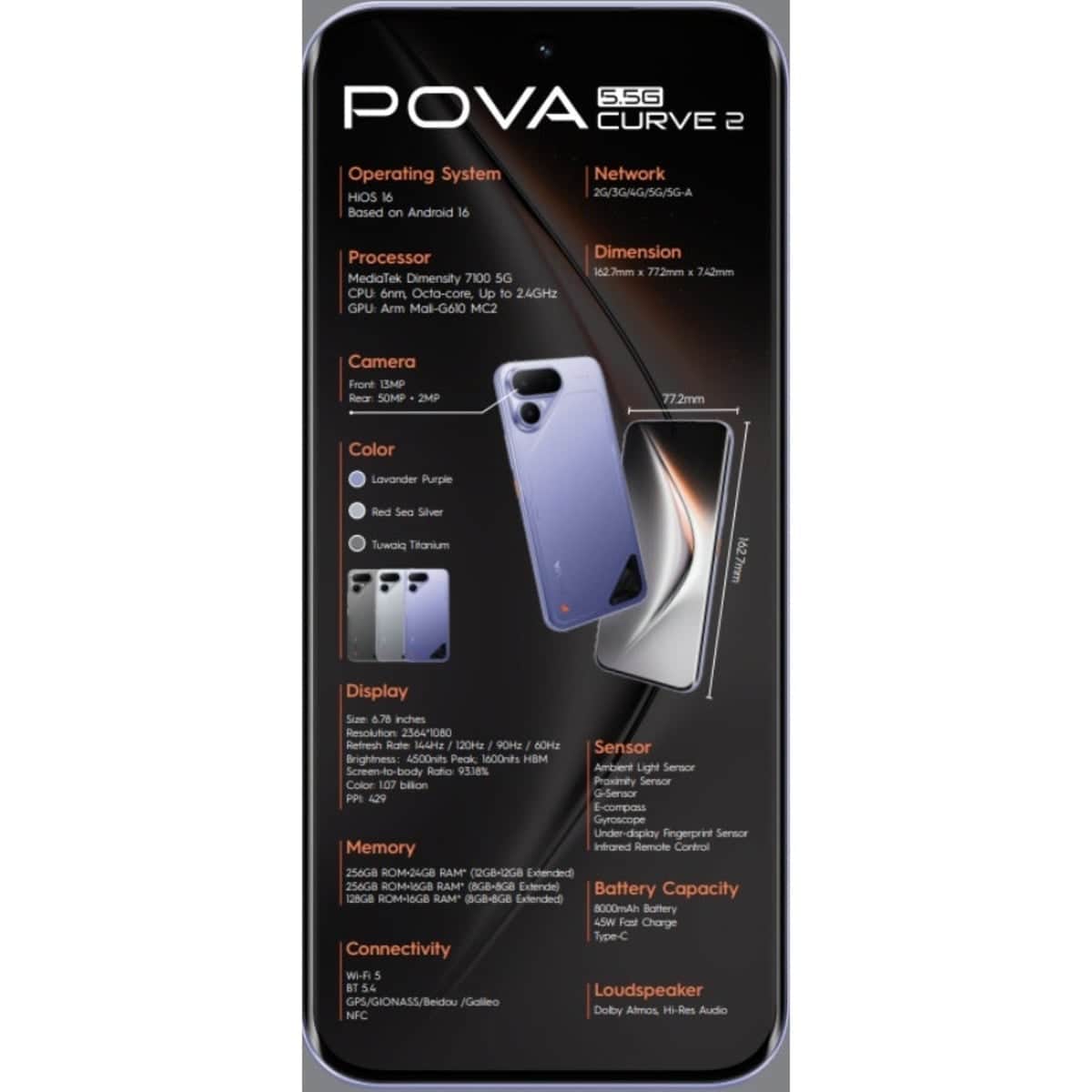 Tecno Pova Curve 2 5G Android Smartphone