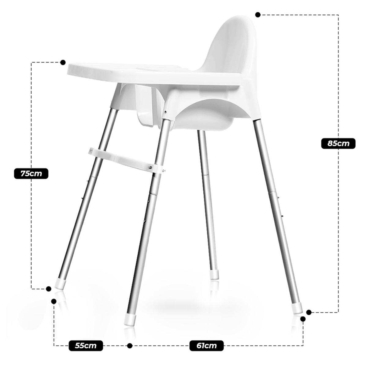 Teknu White High Chair - H1 Toddler, 0-2 Years