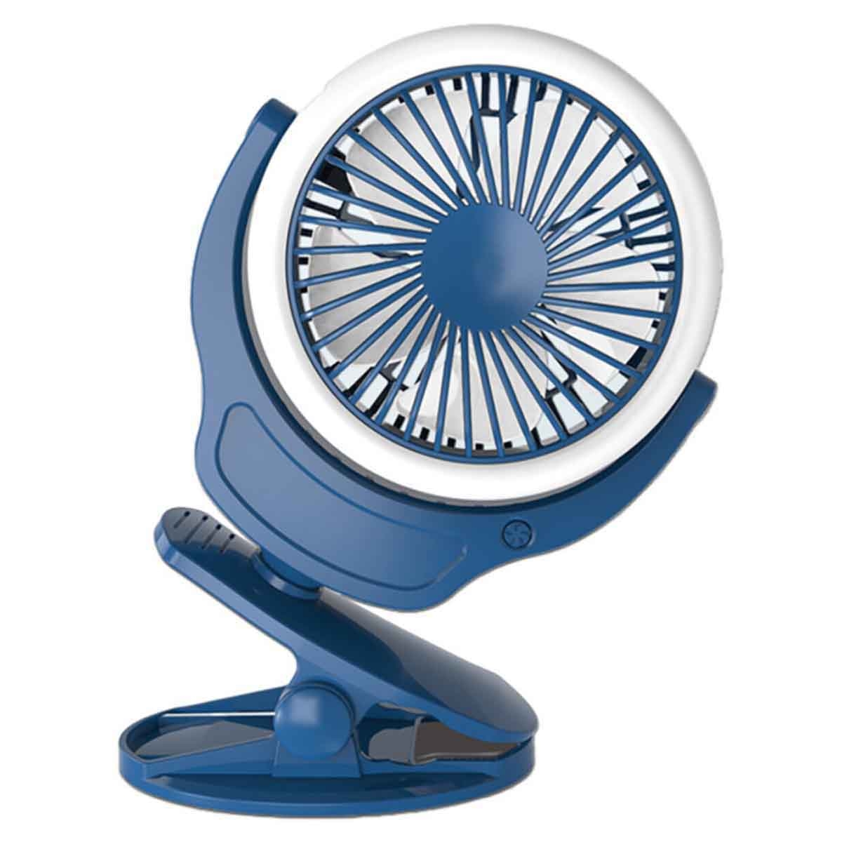Teknum 2-in-1 Blue Stroller USB Charging Fan with Light