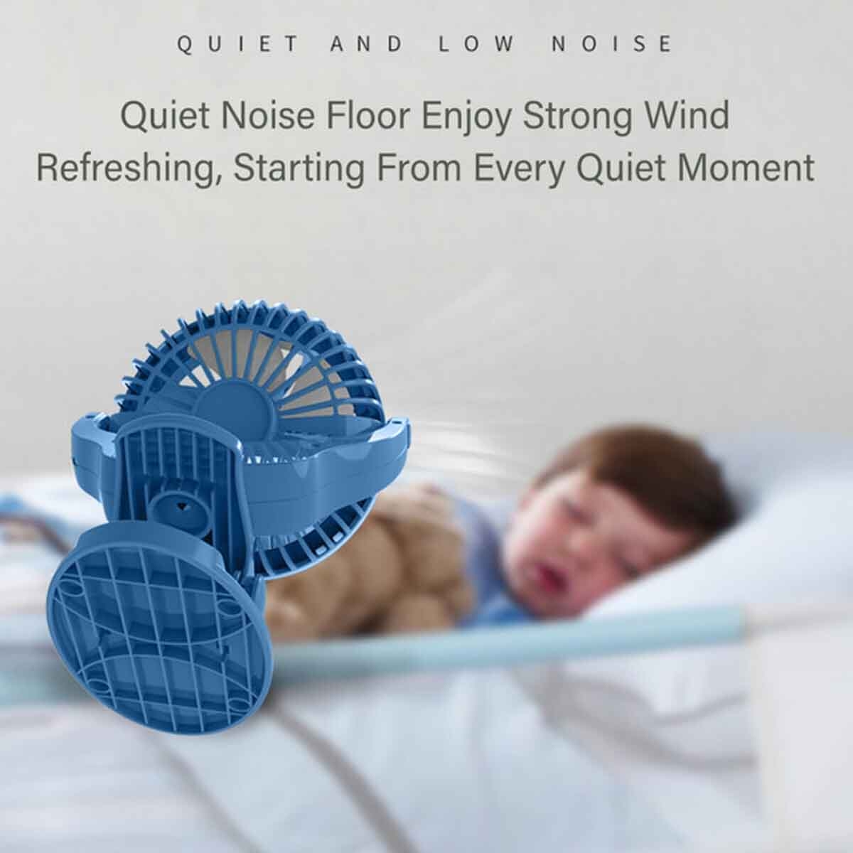 Teknum 2-in-1 Blue Stroller USB Charging Fan with Light