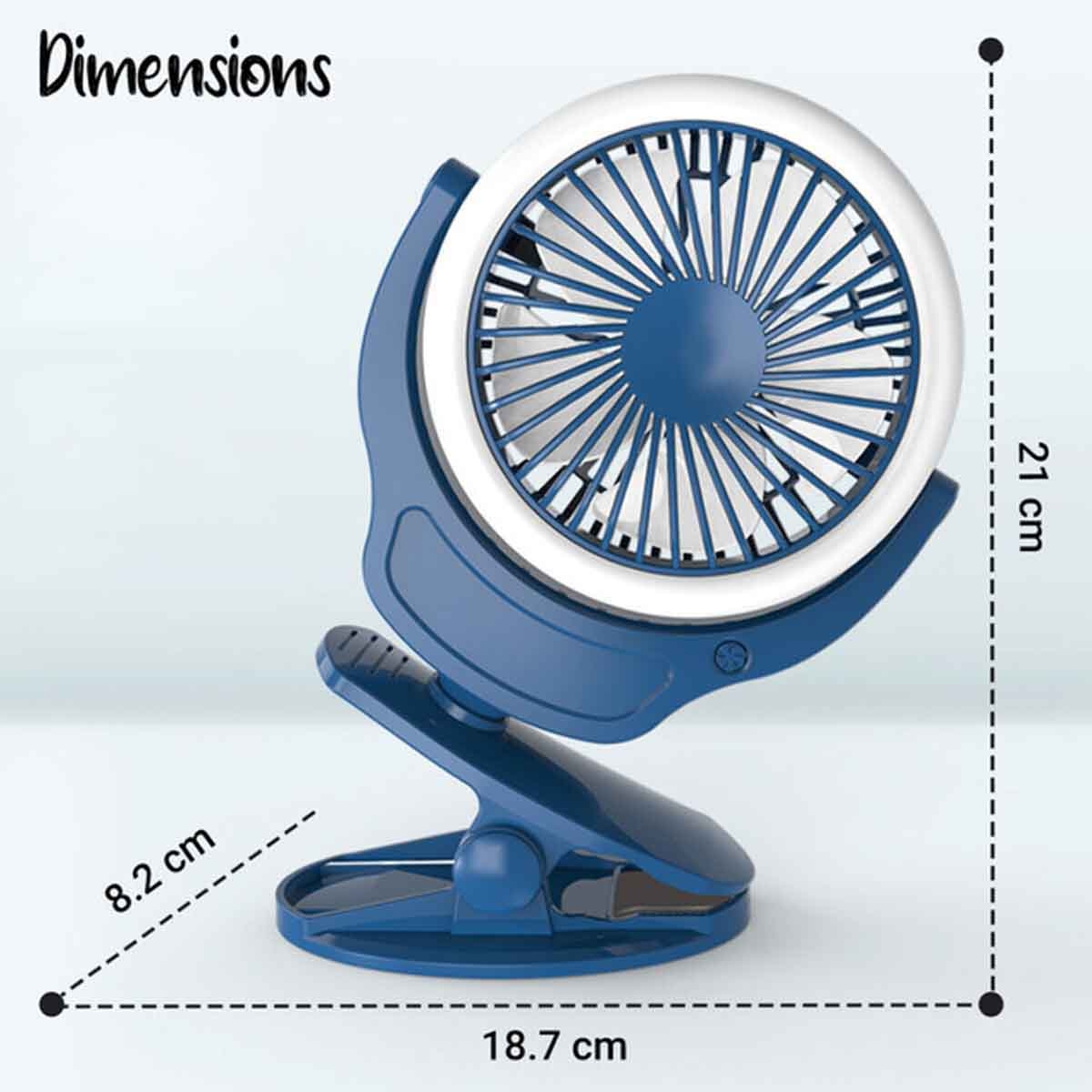 Teknum 2-in-1 Blue Stroller USB Charging Fan with Light