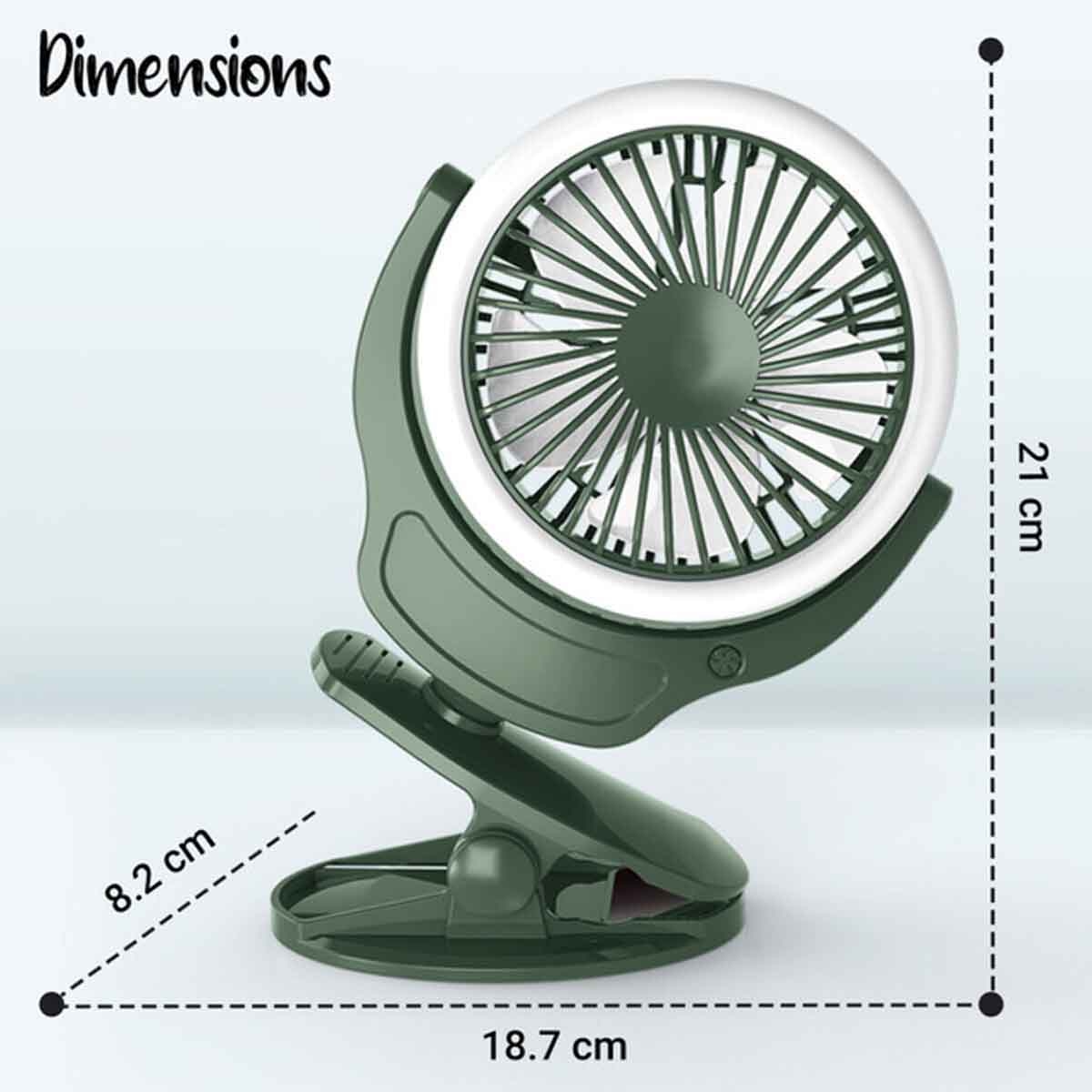 Teknum 2-in-1 Green Stroller USB Charging Fan with Light