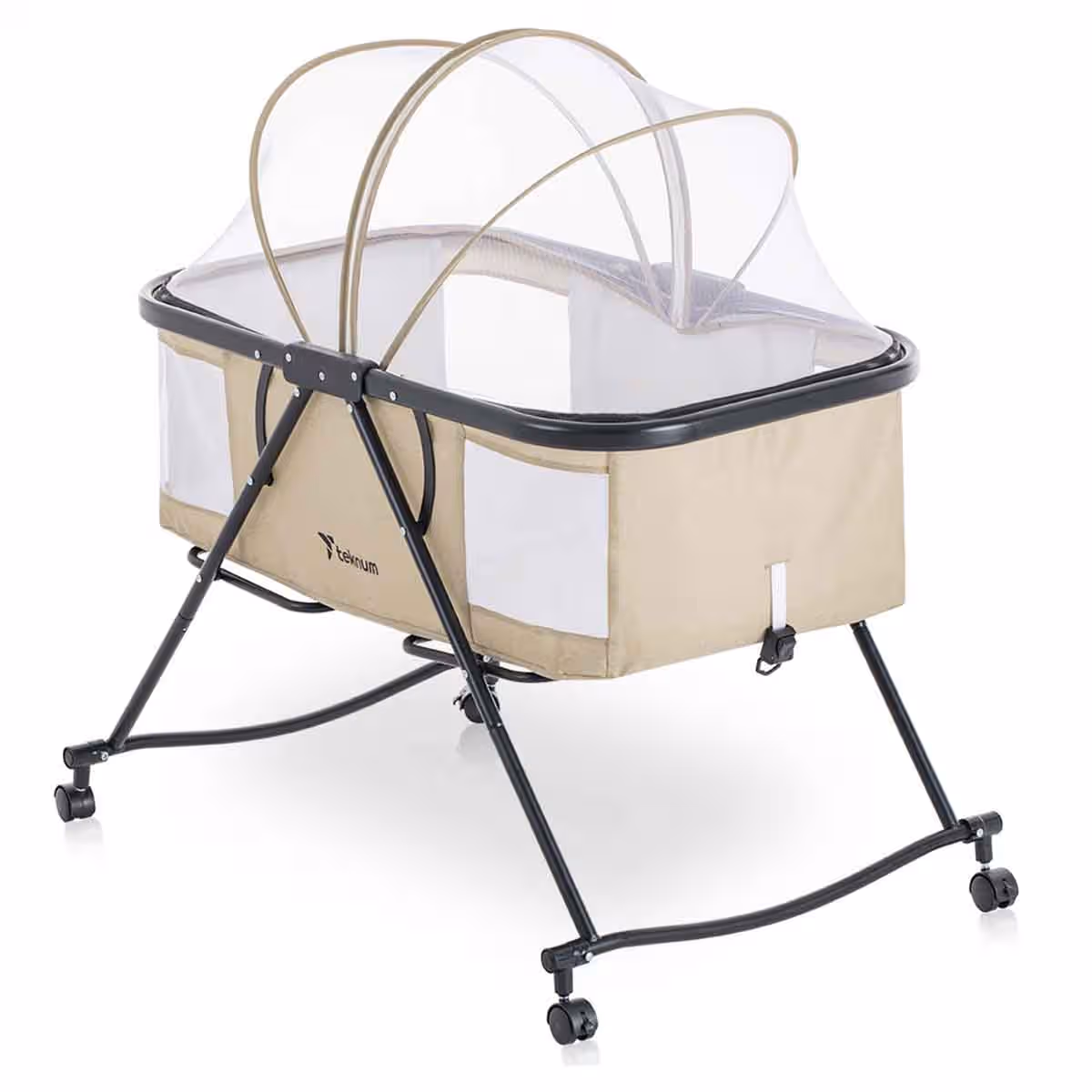 Teknum 3-in-1 Ivory Baby Cot & Cradle with Mosquito Net & Wheels