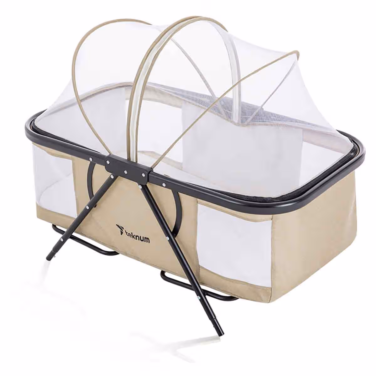 Teknum 3-in-1 Ivory Baby Cot & Cradle with Mosquito Net & Wheels