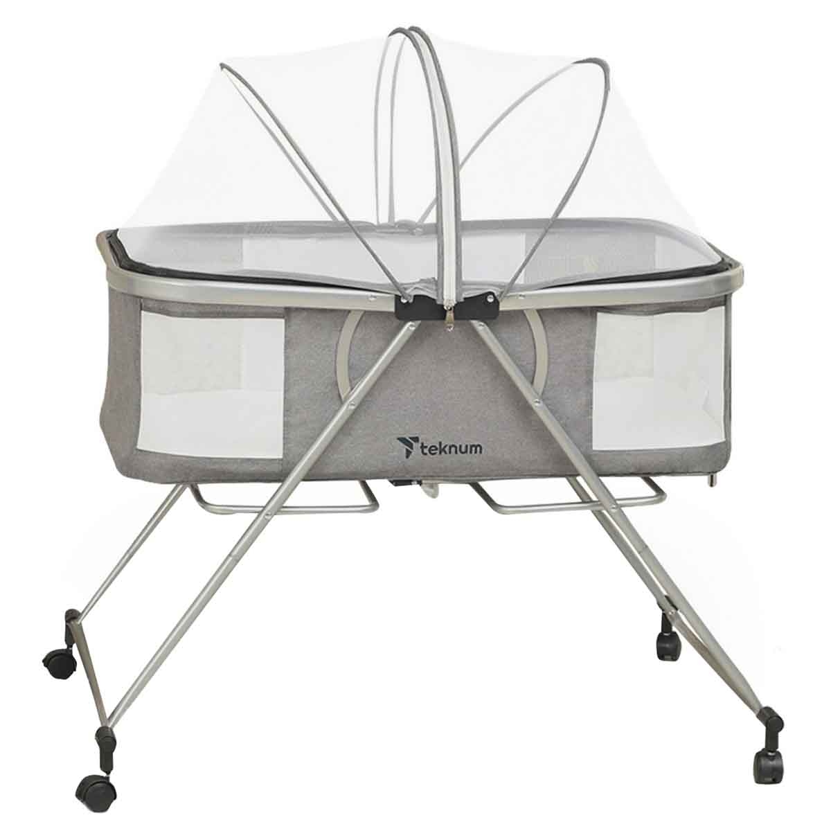 تيكنوم سرير أطفال 3 في 1 مع شبكة ضد البعوض وعجلات، 0-2 سنوات
