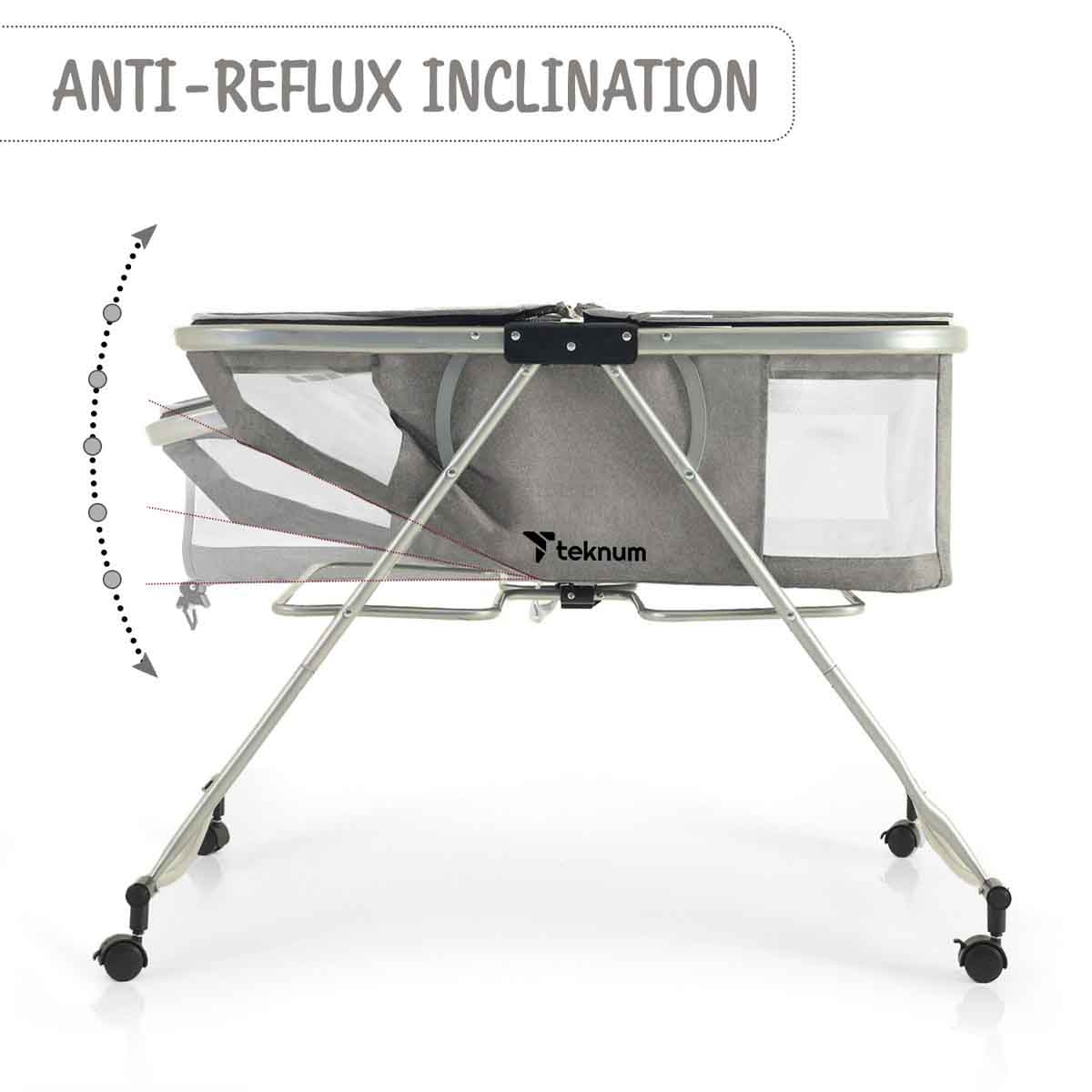 تيكنوم سرير أطفال 3 في 1 مع شبكة ضد البعوض وعجلات، 0-2 سنوات