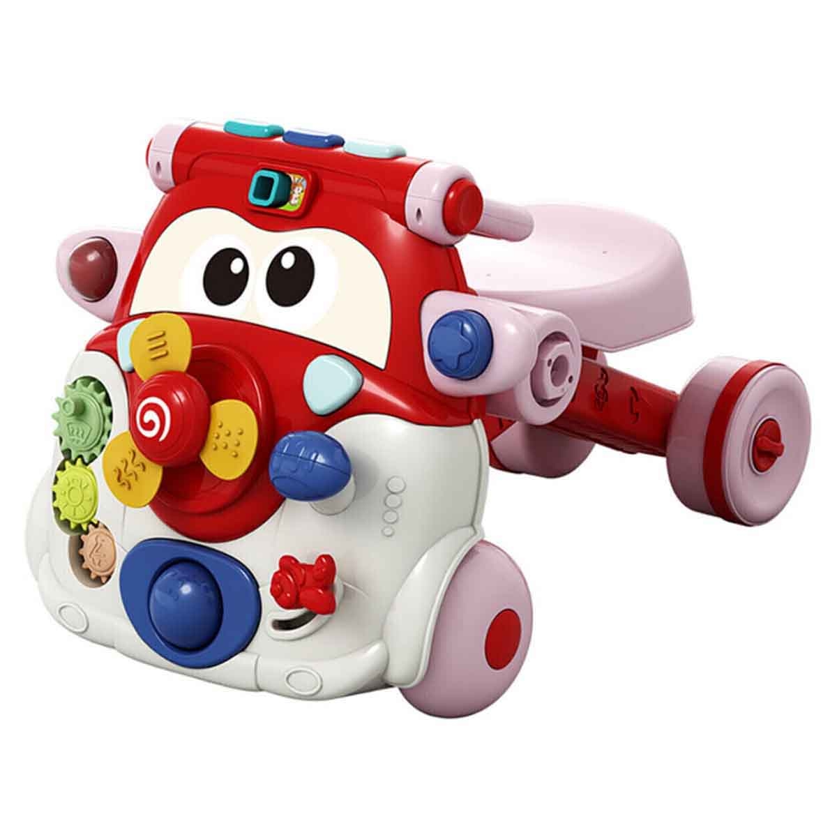 تيكنوم مشاية أطفال 3 في 1 باللون الأحمر مع لوحة مفاتيح موسيقية للأطفال 0-2 سنوات