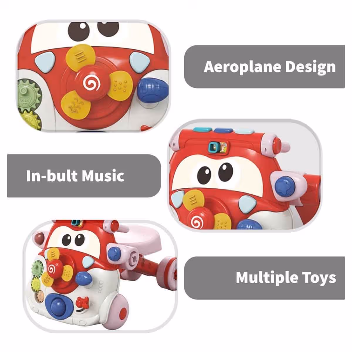 Teknum 3-in-1 Red Baby Walker with Musical keyboard Toddler, 0-2 Years