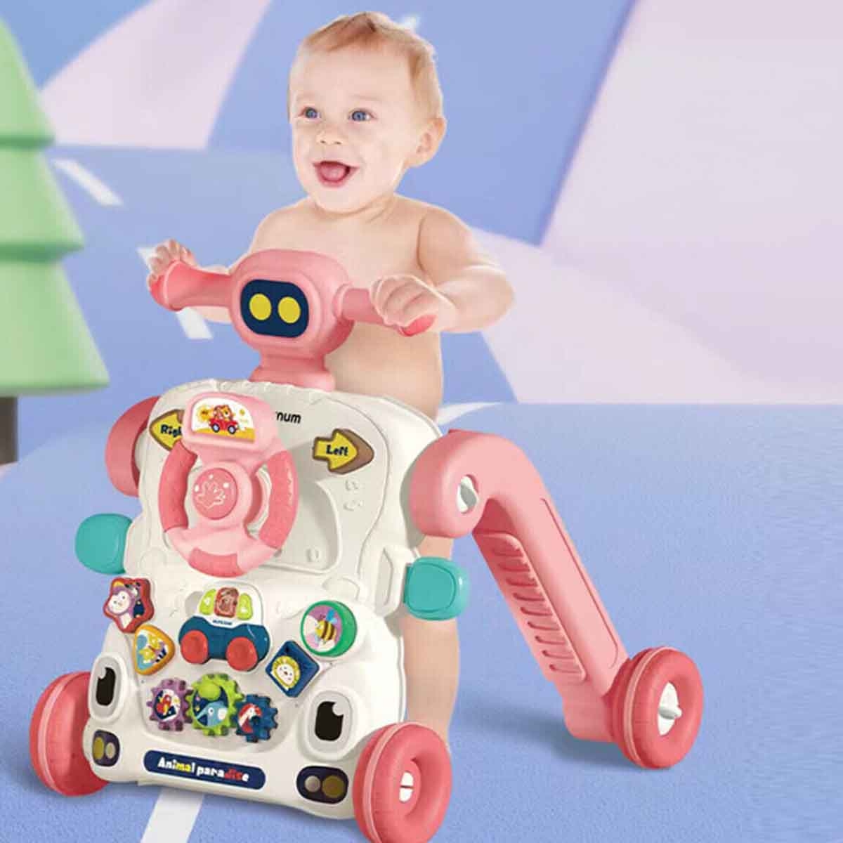 Teknum 3-in-1 Pink Baby Walker with Musical keyboard Toddler, 0-2 Years