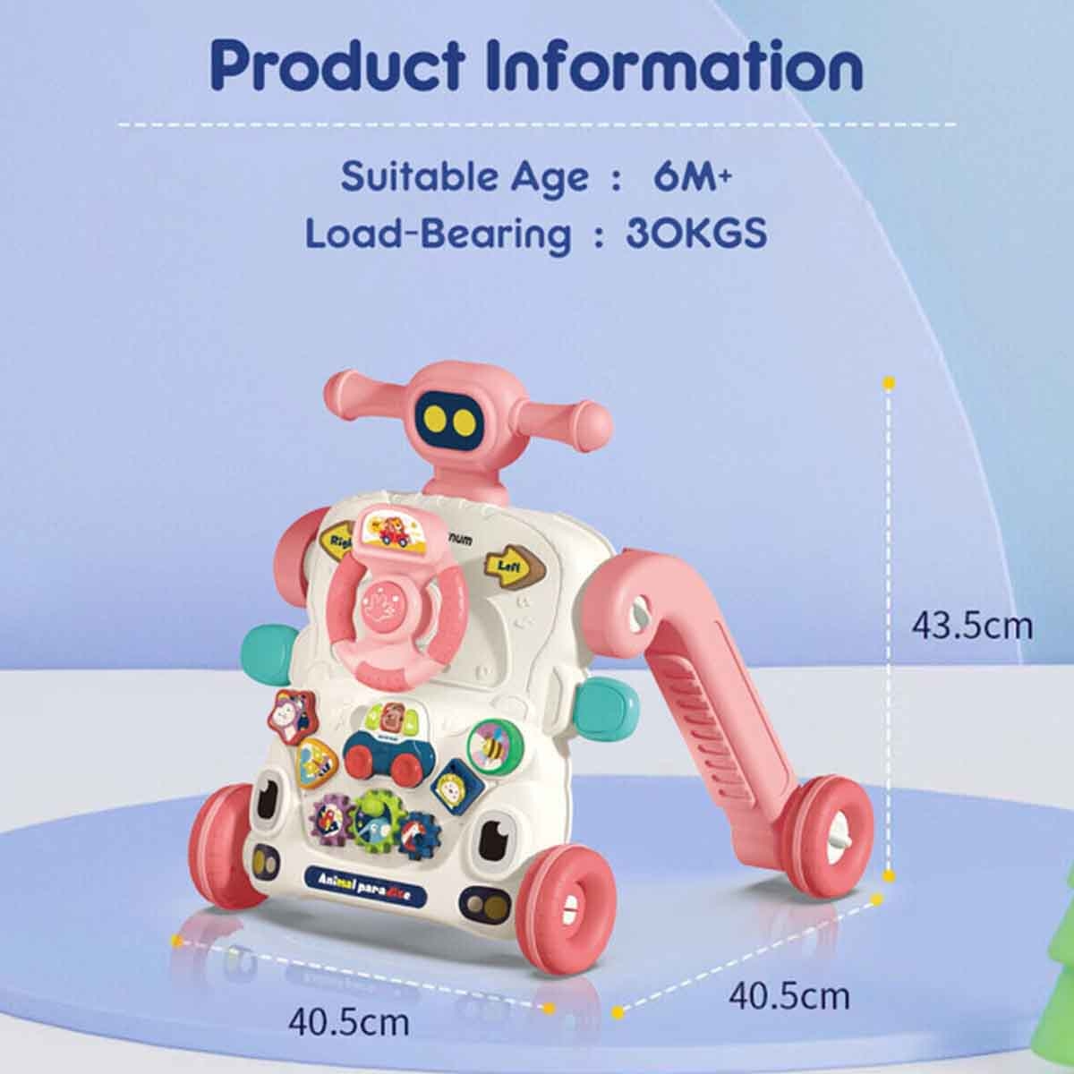 Teknum 3-in-1 Pink Baby Walker with Musical keyboard Toddler, 0-2 Years