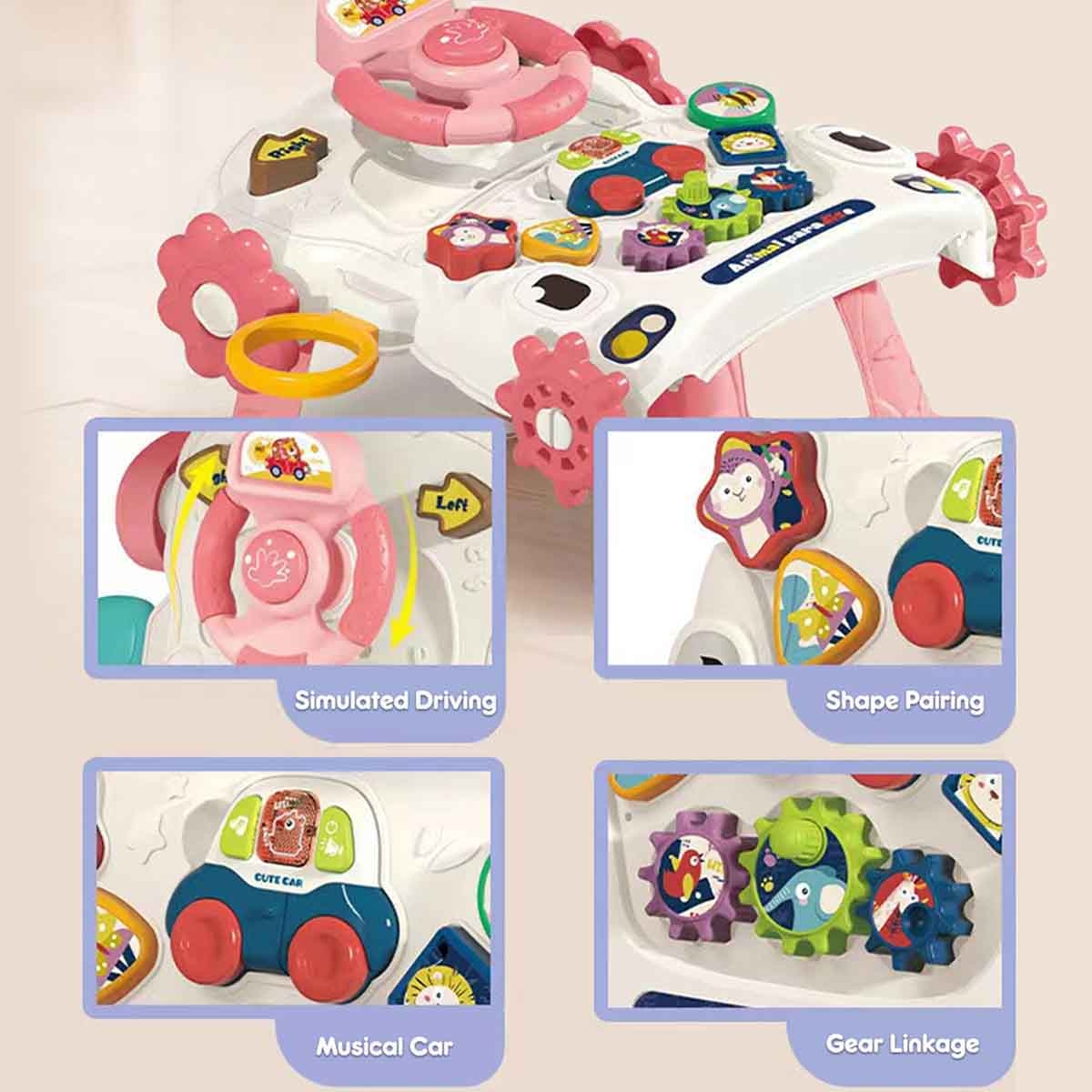 Teknum 3-in-1 Pink Baby Walker with Musical keyboard Toddler, 0-2 Years
