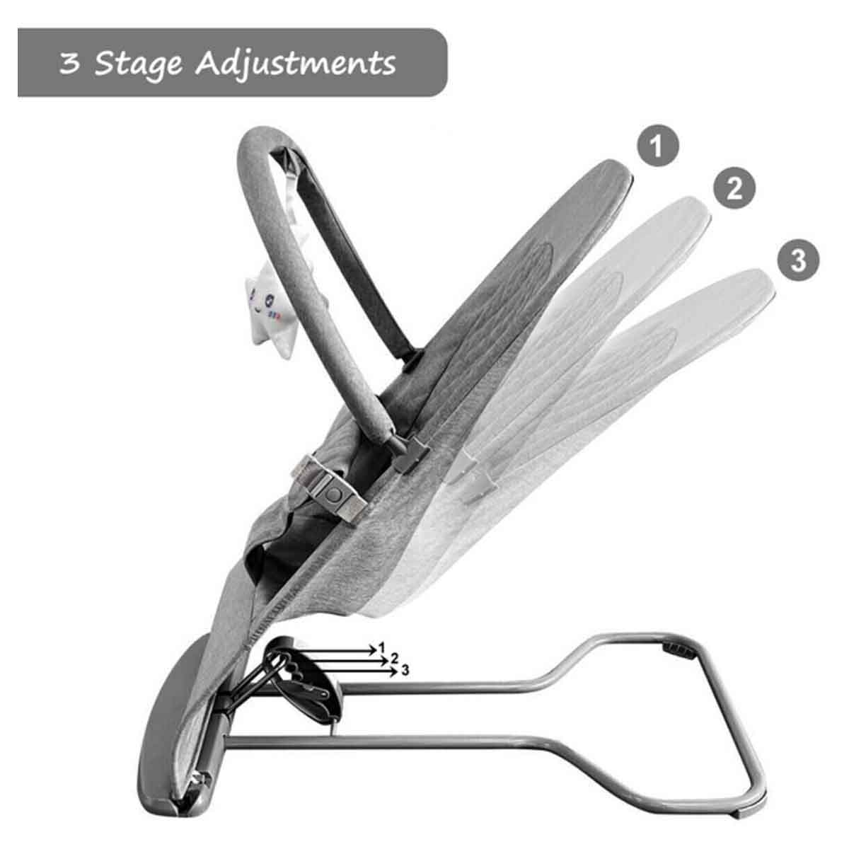Teknum Grey 3-Stage Baby Bouncer/Recliner Seat