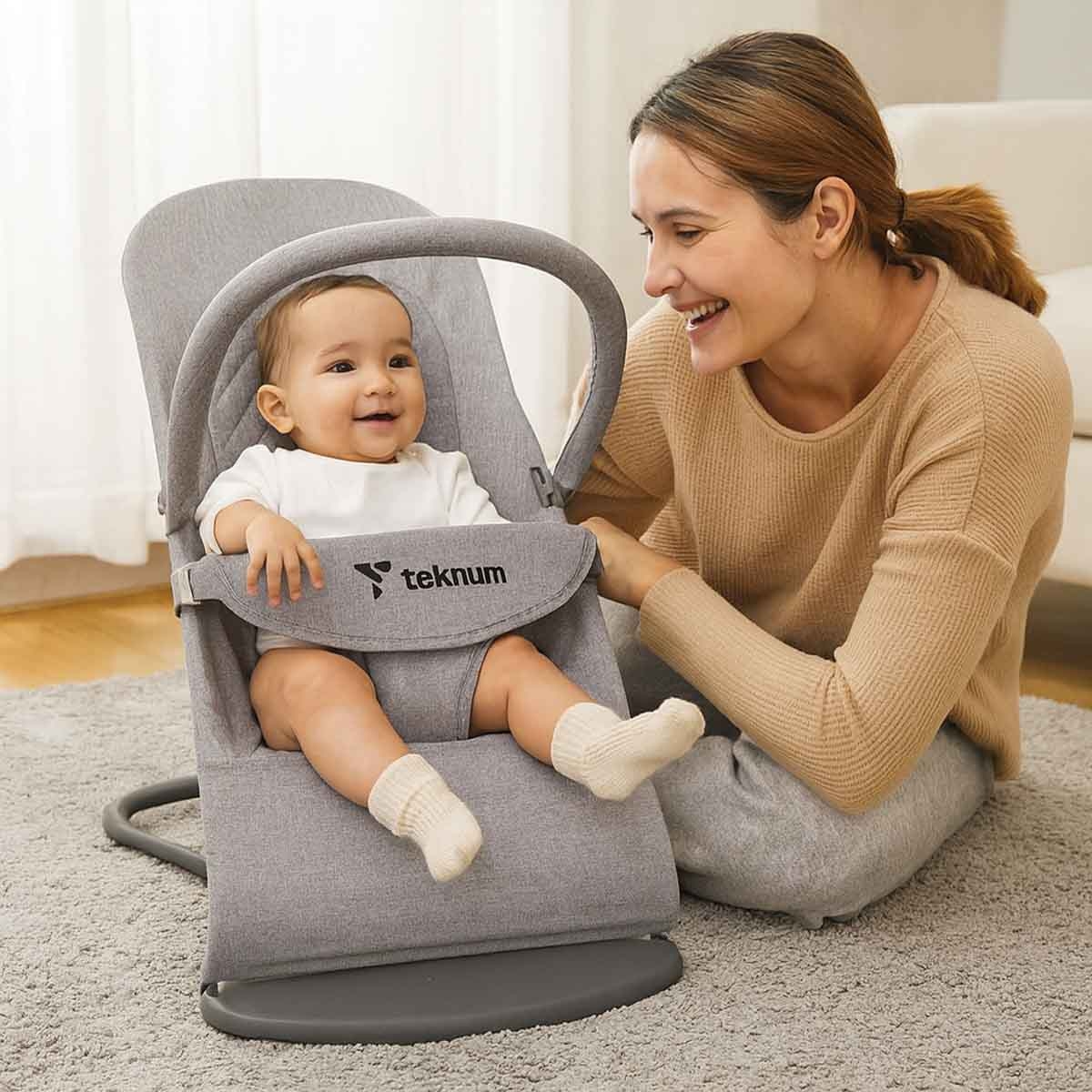 Teknum Grey 3-Stage Baby Bouncer/Recliner Seat